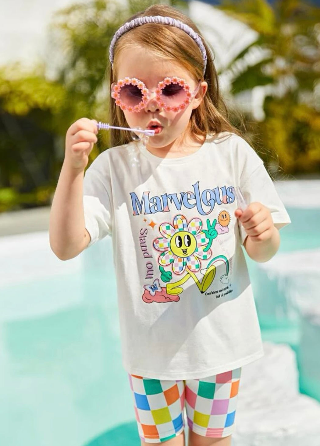 Cartoon Tee & Biker Shorts